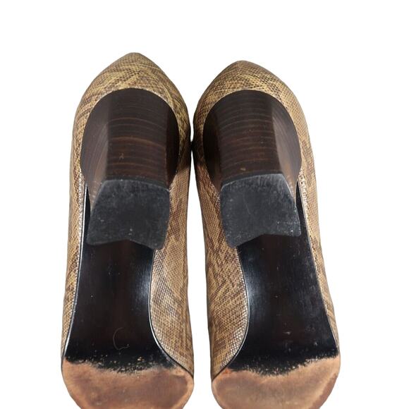 Stuart Weitzman Shoes Womens 9 Pumps Snakeskin Print Leather Fashion Heels Brown - Picture 14 of 14